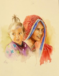 S. A. Noory, 11 x 15 Inch, Water color on Paper, Figurative Painting, AC-SAN-071